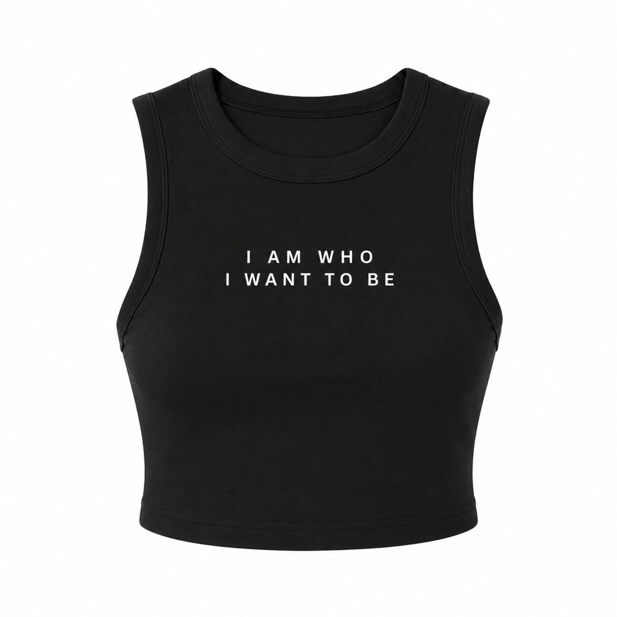 WHO I WANT TO BE – Micro Ribbed Cropped Tank, Black