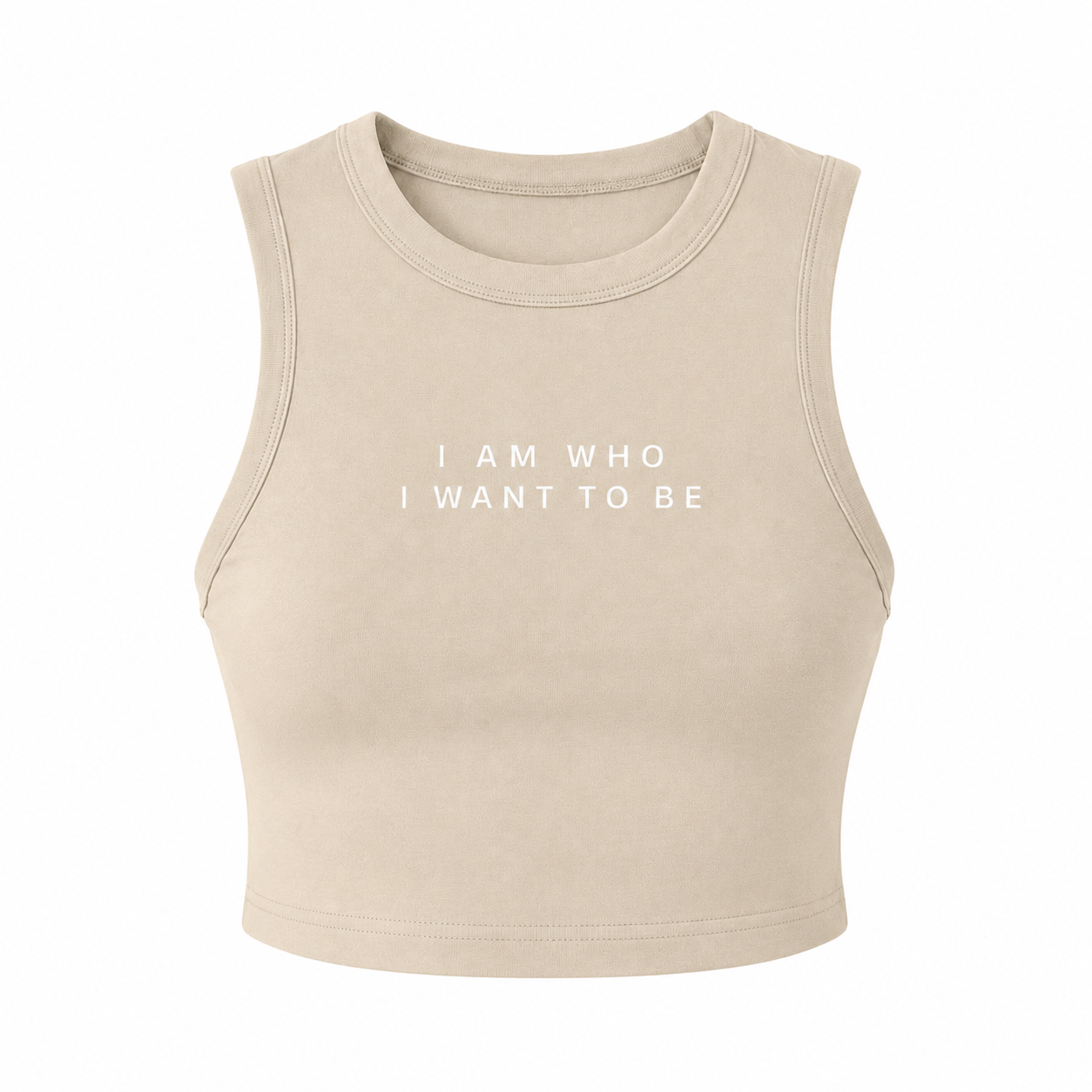WHO I WANT TO BE – Micro Ribbed Cropped Tank, Khaki