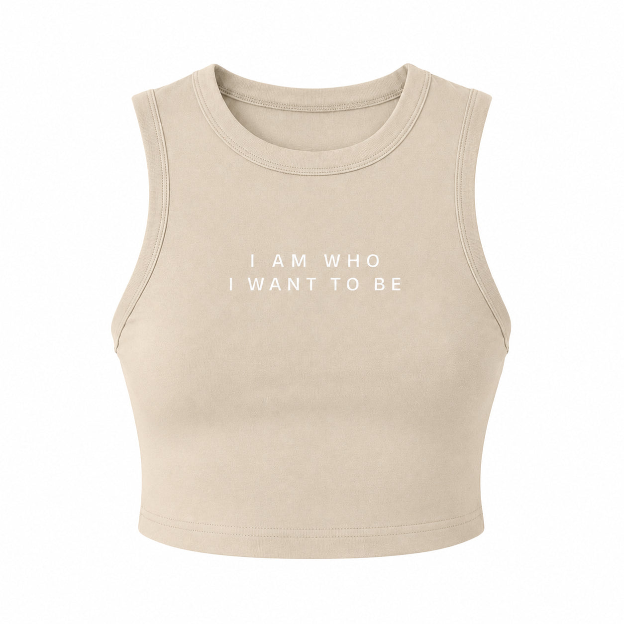 WHO I WANT TO BE – Micro Ribbed Cropped Tank, Khaki