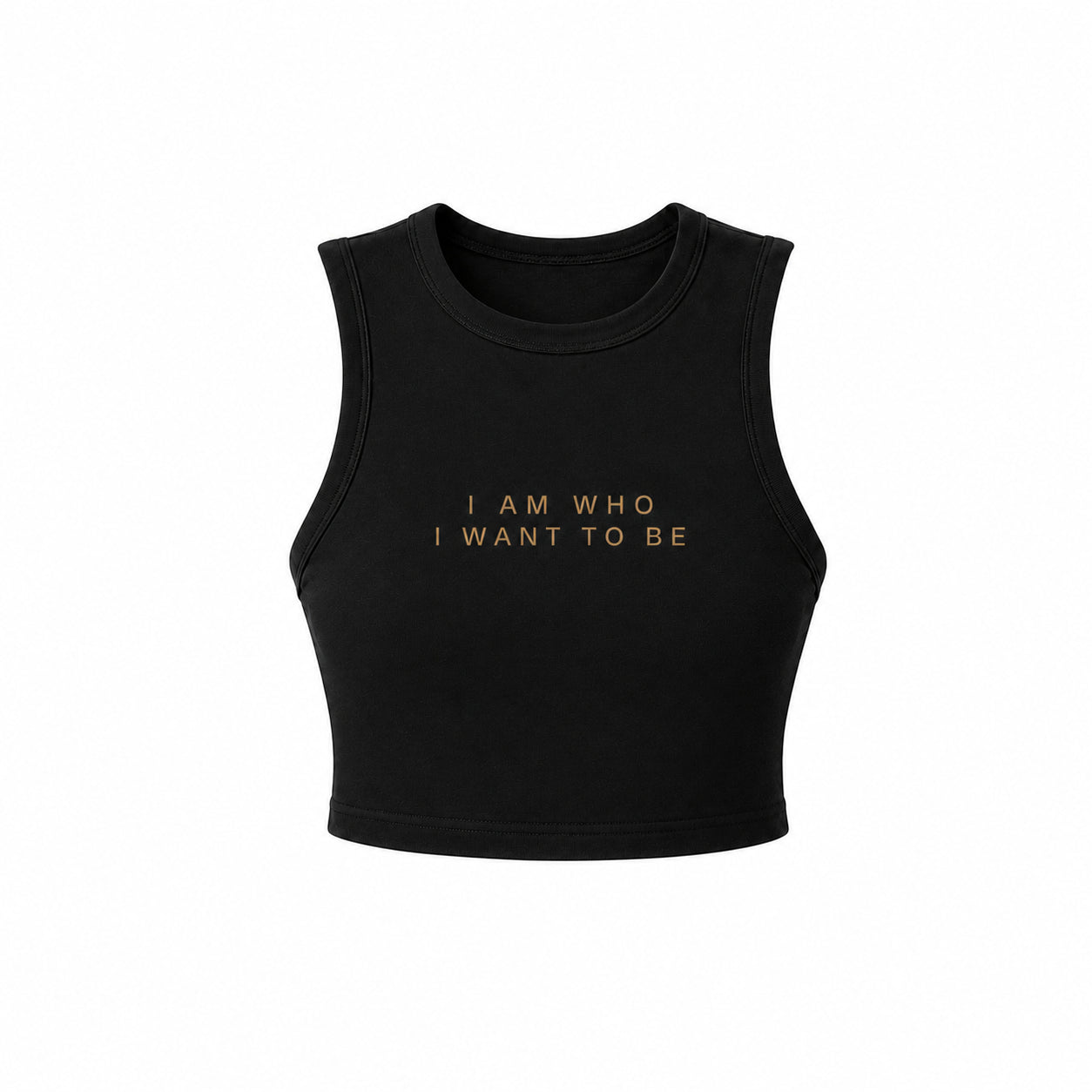 WHO I WANT TO BE – Micro Ribbed Cropped Tank, Black
