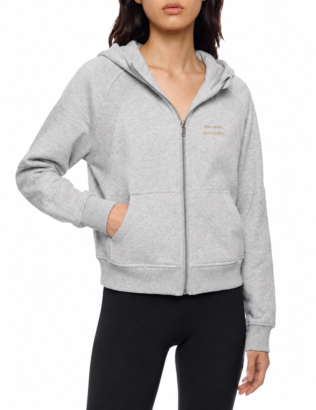 Don't Shrink. GET STRONG.™ – Cropped Zip Hoodie