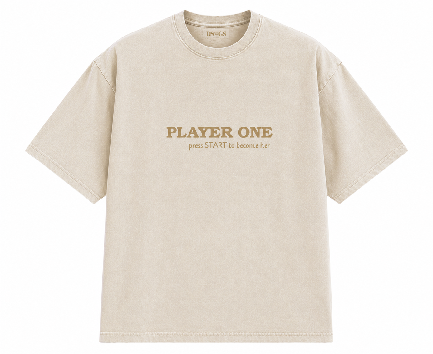 Player One Snow Washed Embroidered Oversized Tee