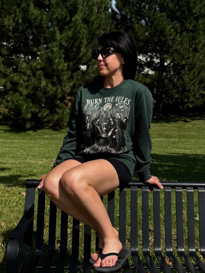 Burn The Rules Not The Witches Oversized Crewneck Sweatshirt
