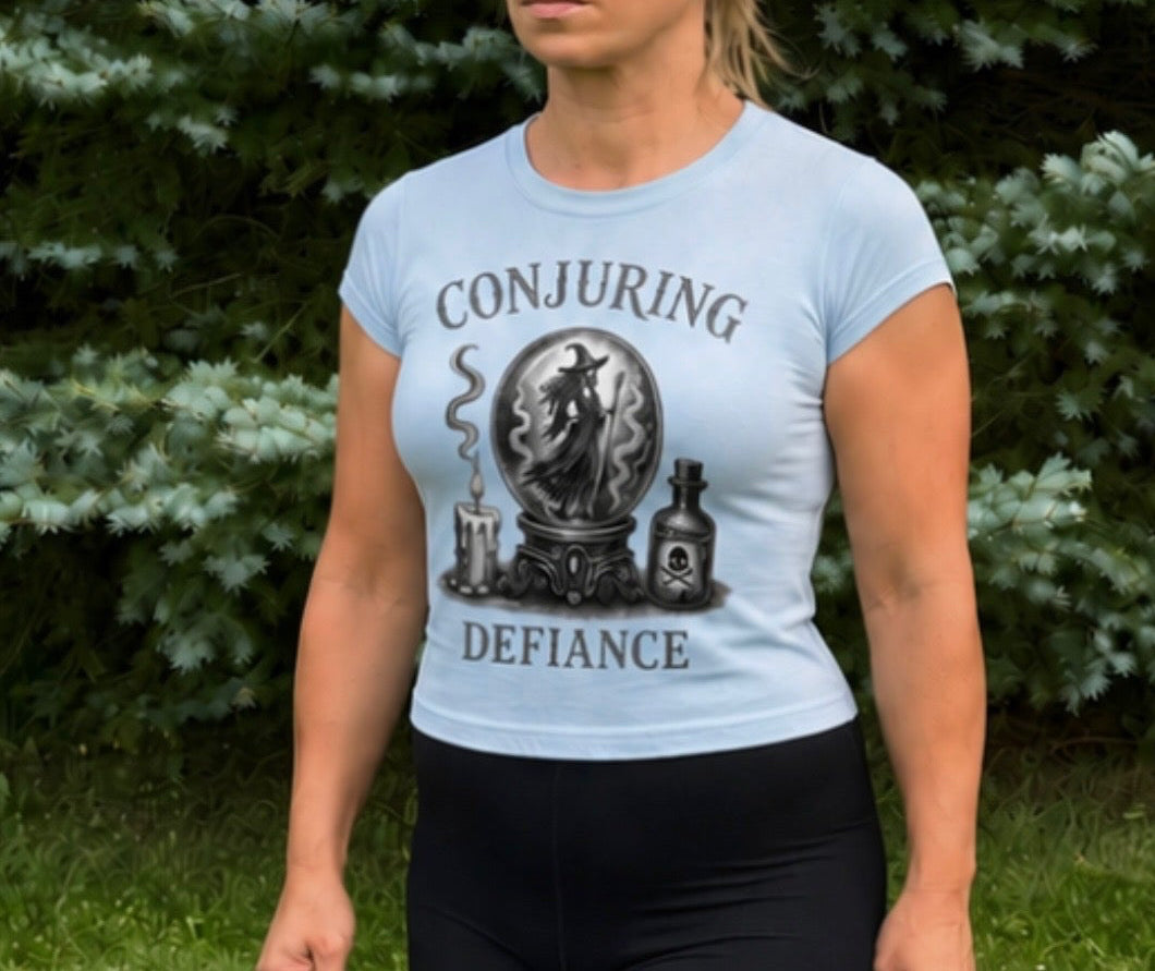Conjuring Defiance Capped Sleeve Crop Tee