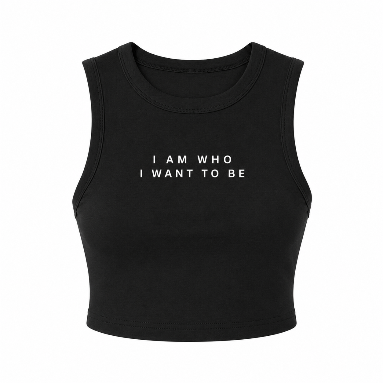 WHO I WANT TO BE – Micro Ribbed Cropped Tank, Black