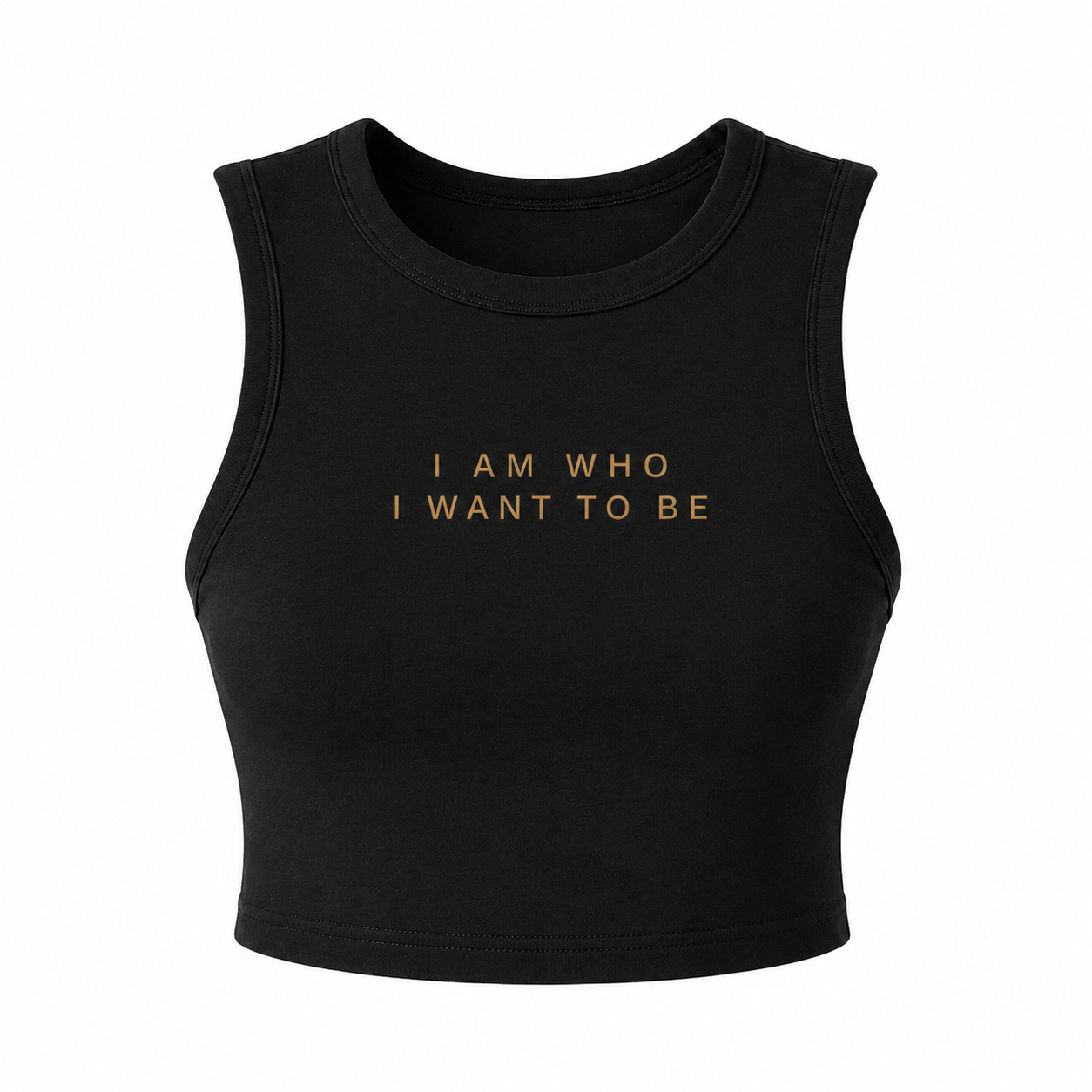 WHO I WANT TO BE – Micro Ribbed Cropped Tank, Black