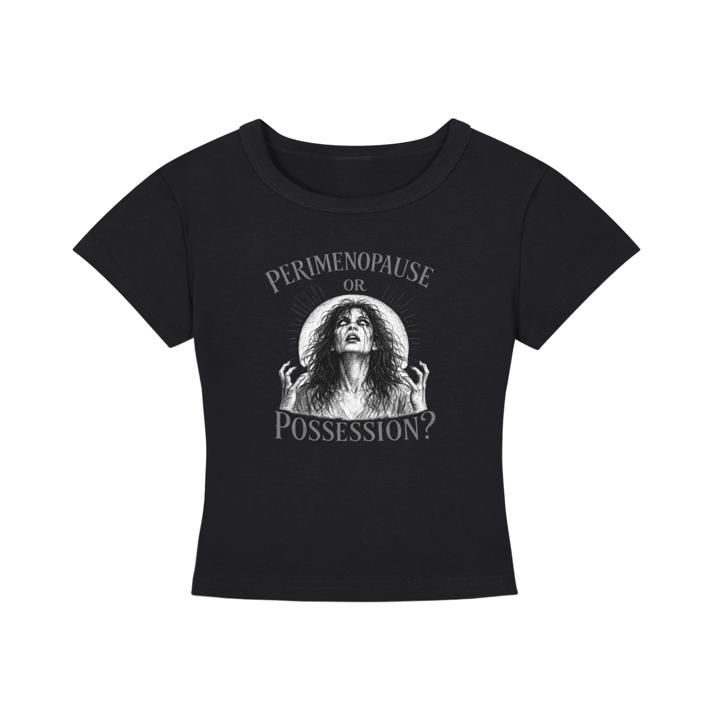Perimenopause or Possession Cropped Tee