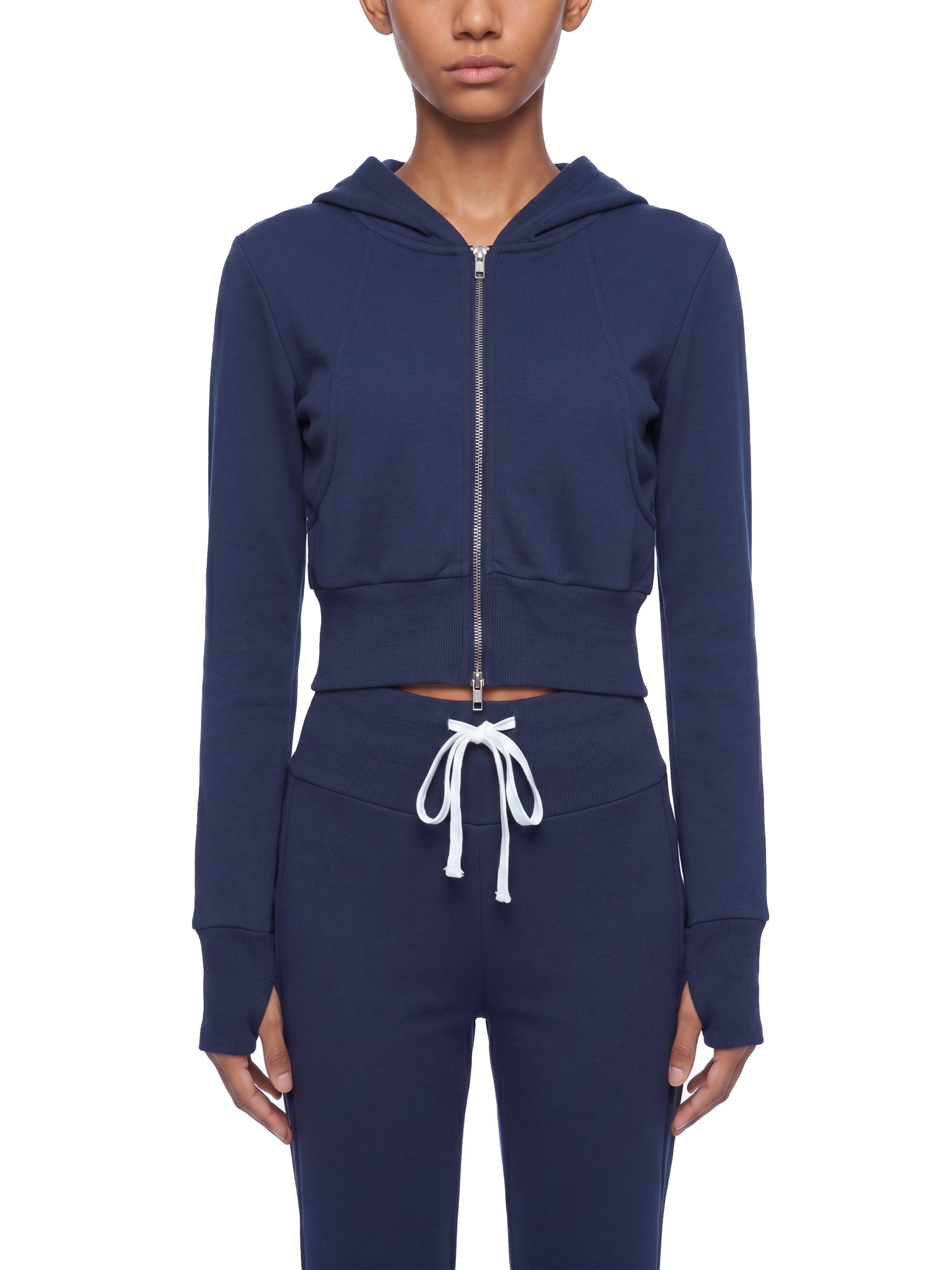 Private Label Slim-Fit Cropped Zip Hoodie